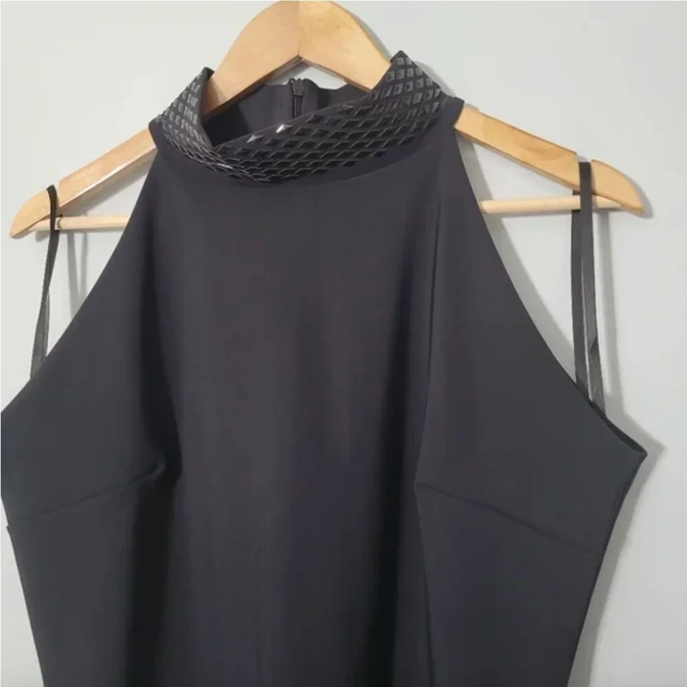 Chiara Boni Black Embellished Halter Neck Bodycon Midi Dress - Picture 3 of 7